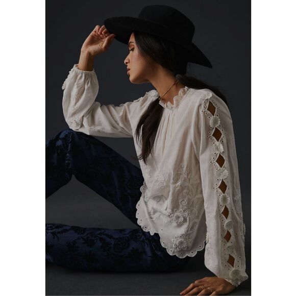 Anthropologie Embellished floral Blouse - Picture 4 of 15